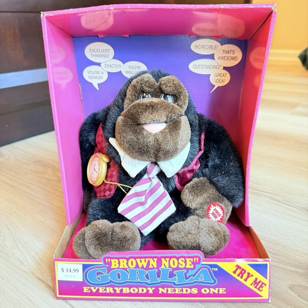 DanDee Brown Nose Gorilla Talking Plush Vintage 1995, Tested Working with Box